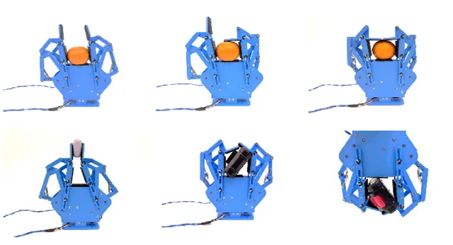 SP-Diff gripper demonstrating six grasp configurations